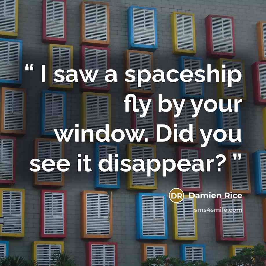 “I saw a spaceship fly by your window. Did you see it disappear?” quote by Damien Rice