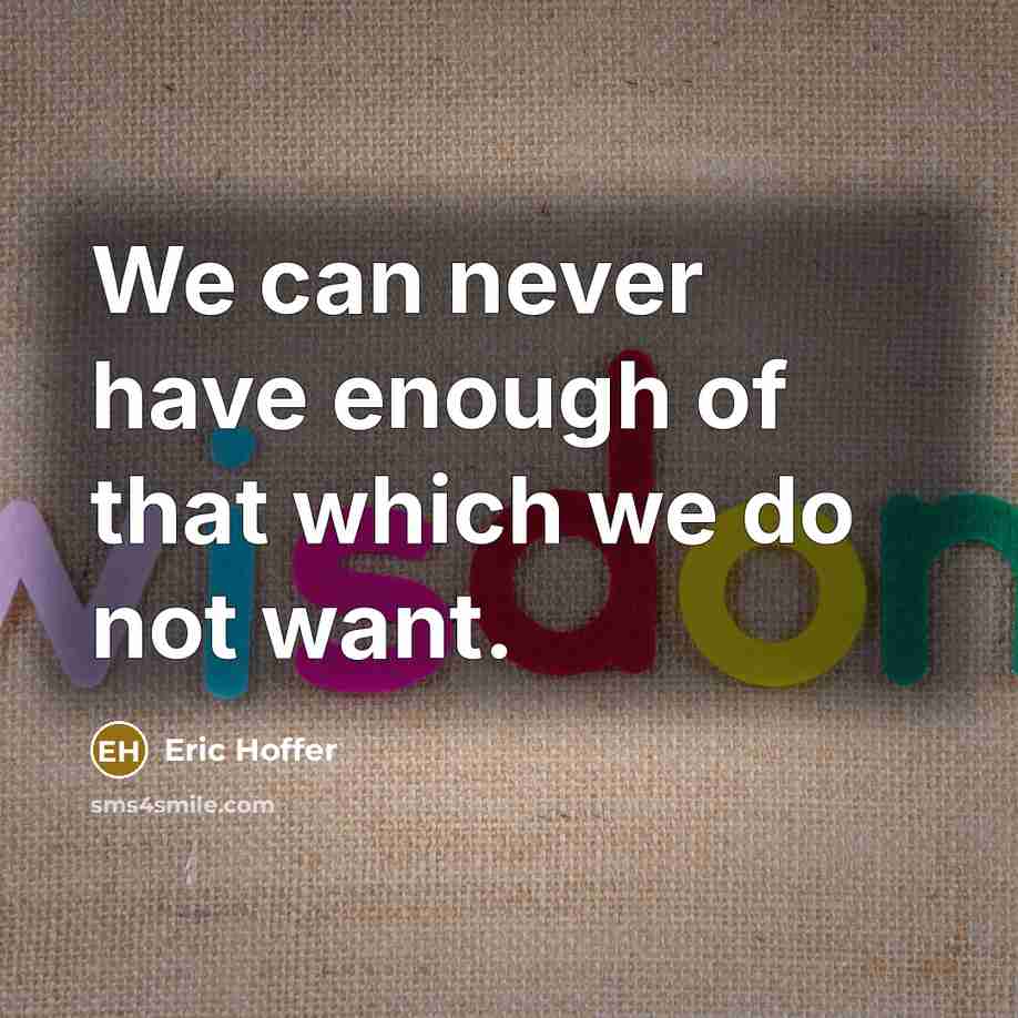 “We can never have enough of that which we do not want.” quote by Eric Hoffer