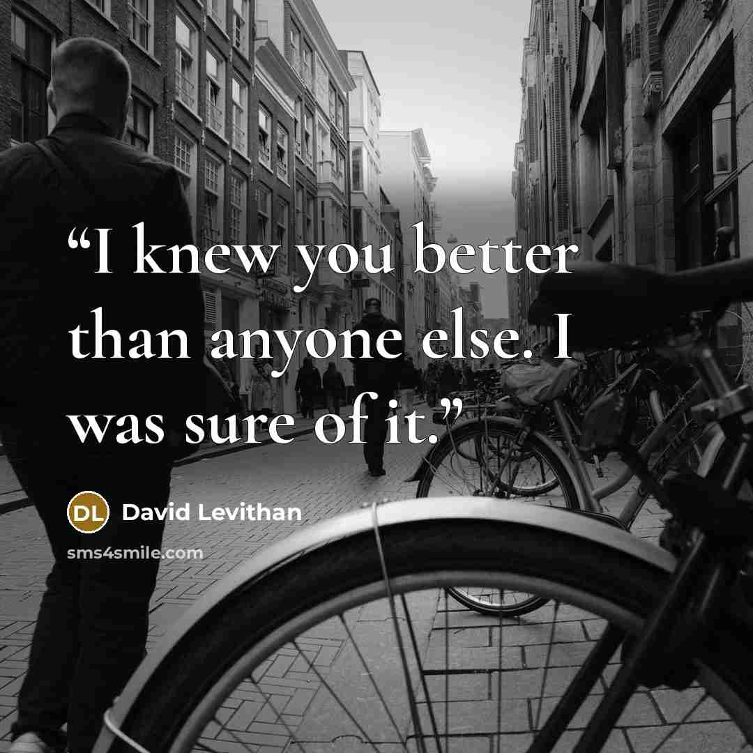 “I knew you better than anyone else. I was sure of it.” quote by David Levithan