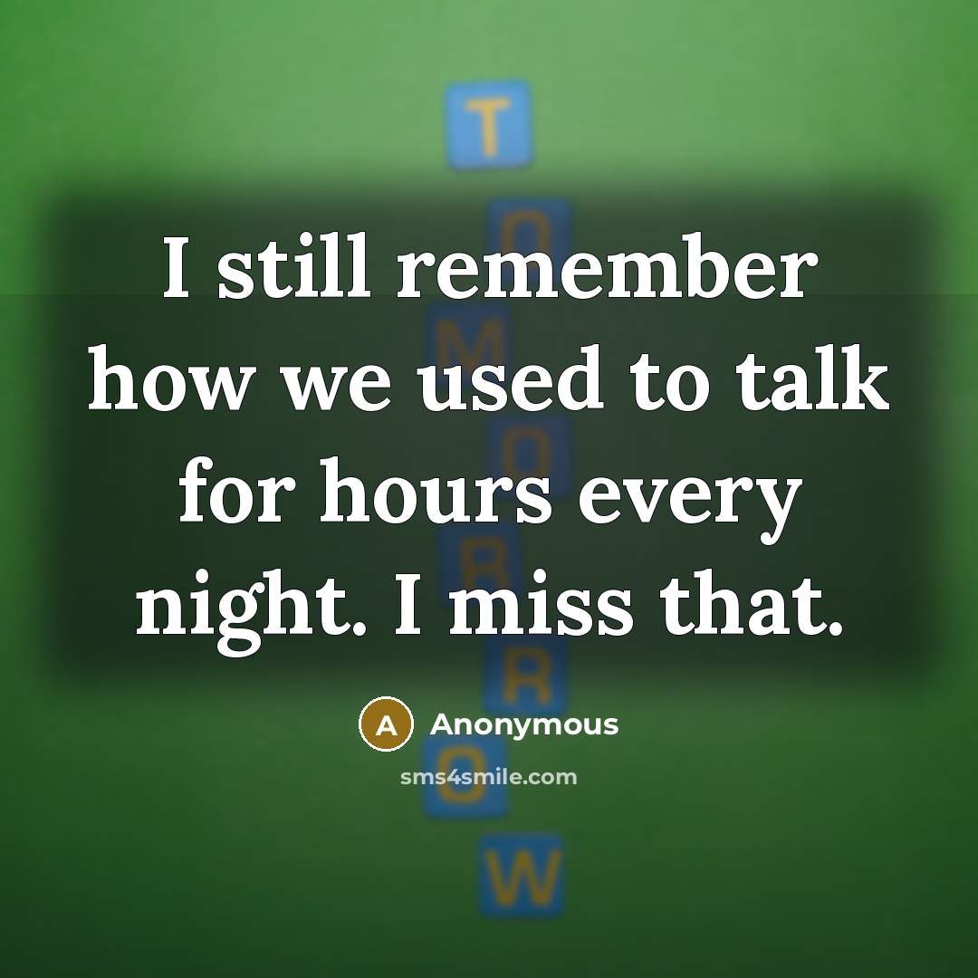 “I still remember how we used to talk for hours every night. I miss that.” quote by Anonymous