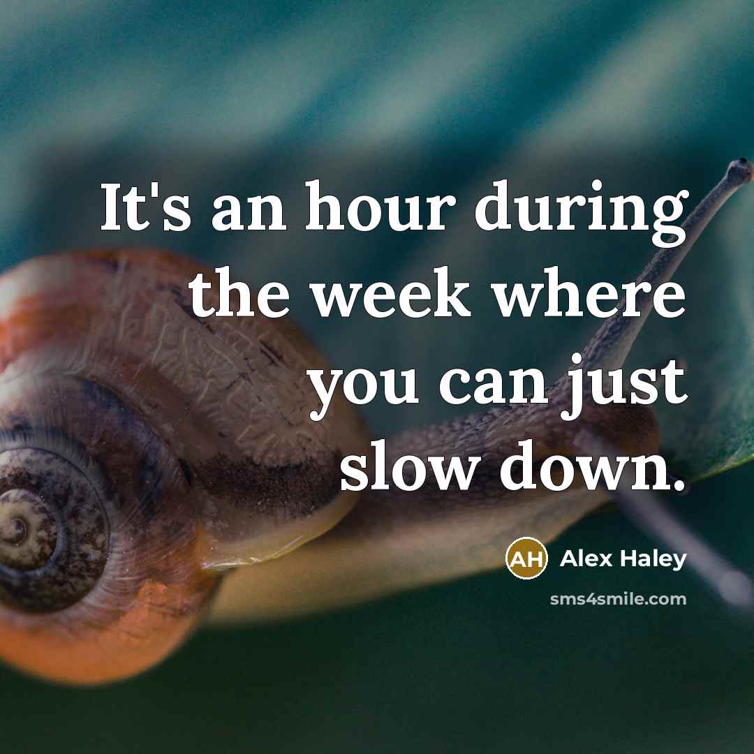 “It's an hour during the week where you can just slow down.” quote by Alex Haley