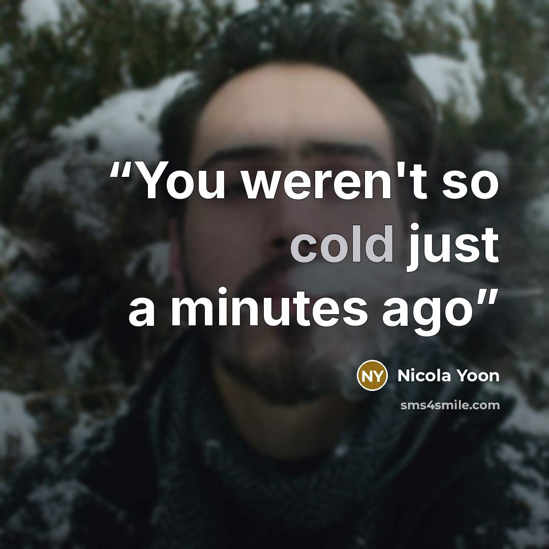 “You weren't so cold just a minutes ago” quote by Nicola Yoon
