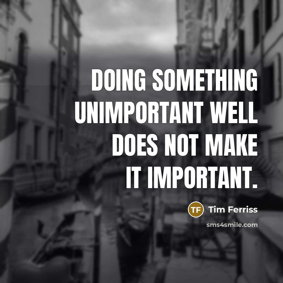 “Doing something unimportant well does not make it important.” quote by Tim Ferriss