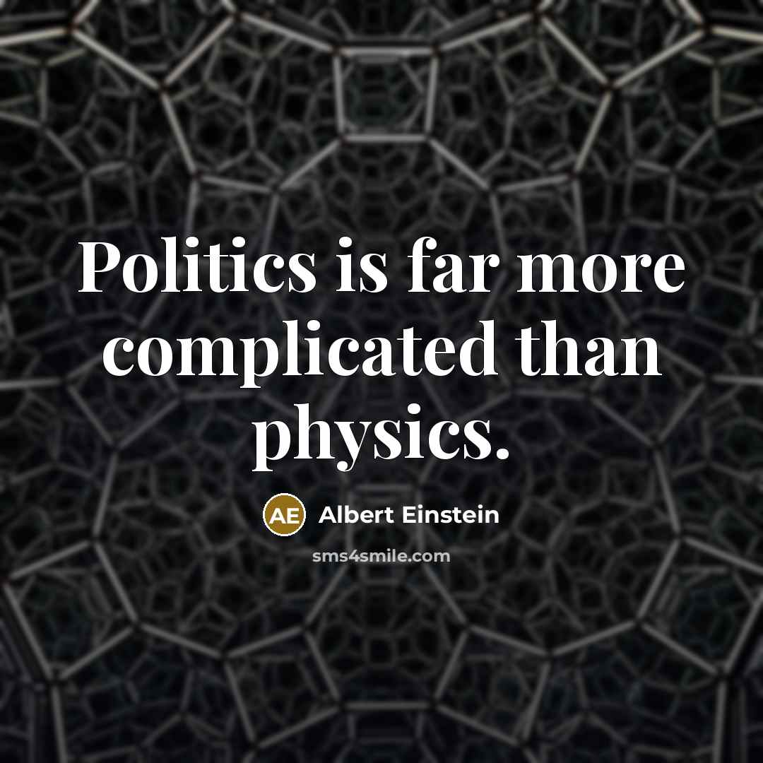 “Politics is far more complicated than physics.” quote by Albert Einstein