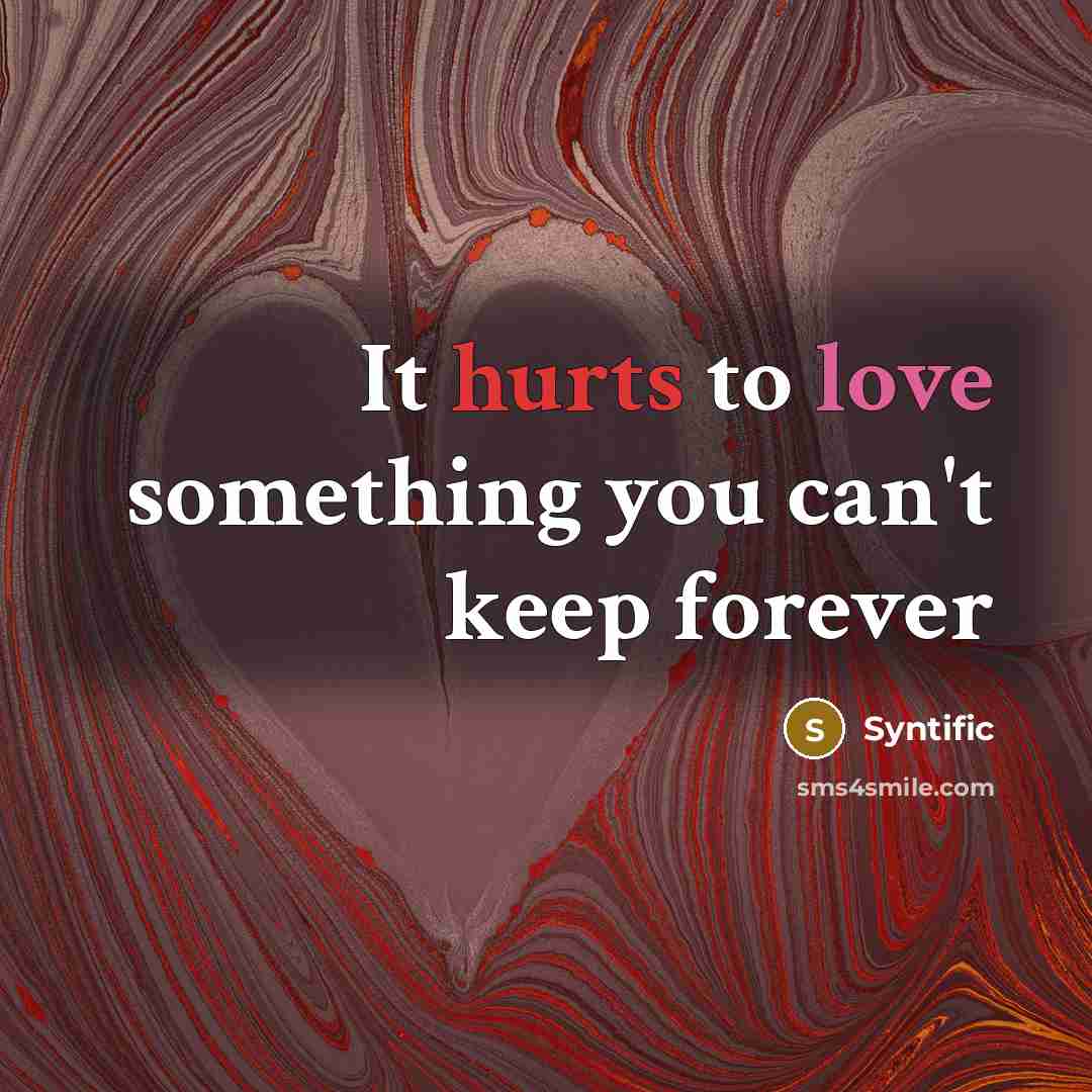 “It hurts to love something you can't keep forever” quote by Syntific