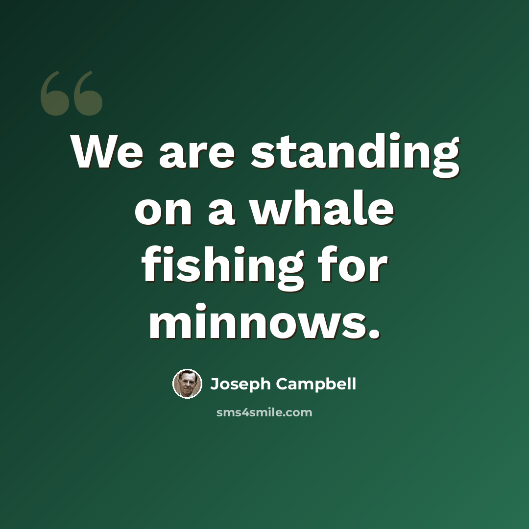 “We are standing on a whale fishing for minnows.” quote by Joseph Campbell