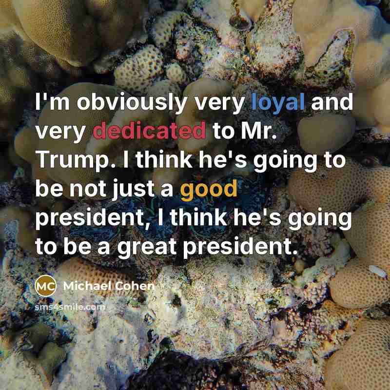 “I'm obviously very loyal and very dedicated to Mr. Trump. I think he's going to be not just a good president, I think he's going to be a great president.” quote by Michael Cohen
