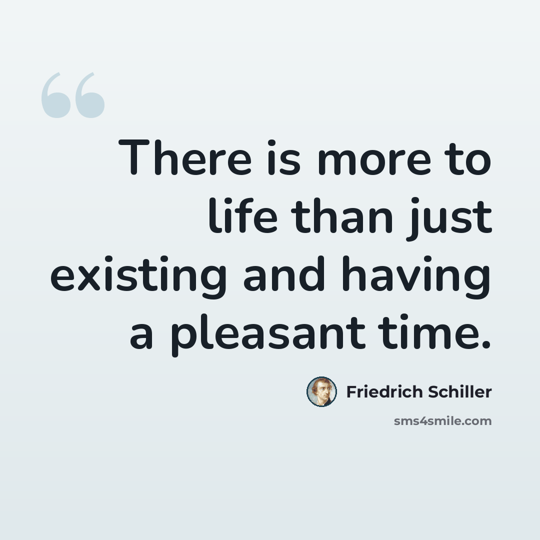 “There is more to life than just existing and having a pleasant time.” quote by Friedrich Schiller