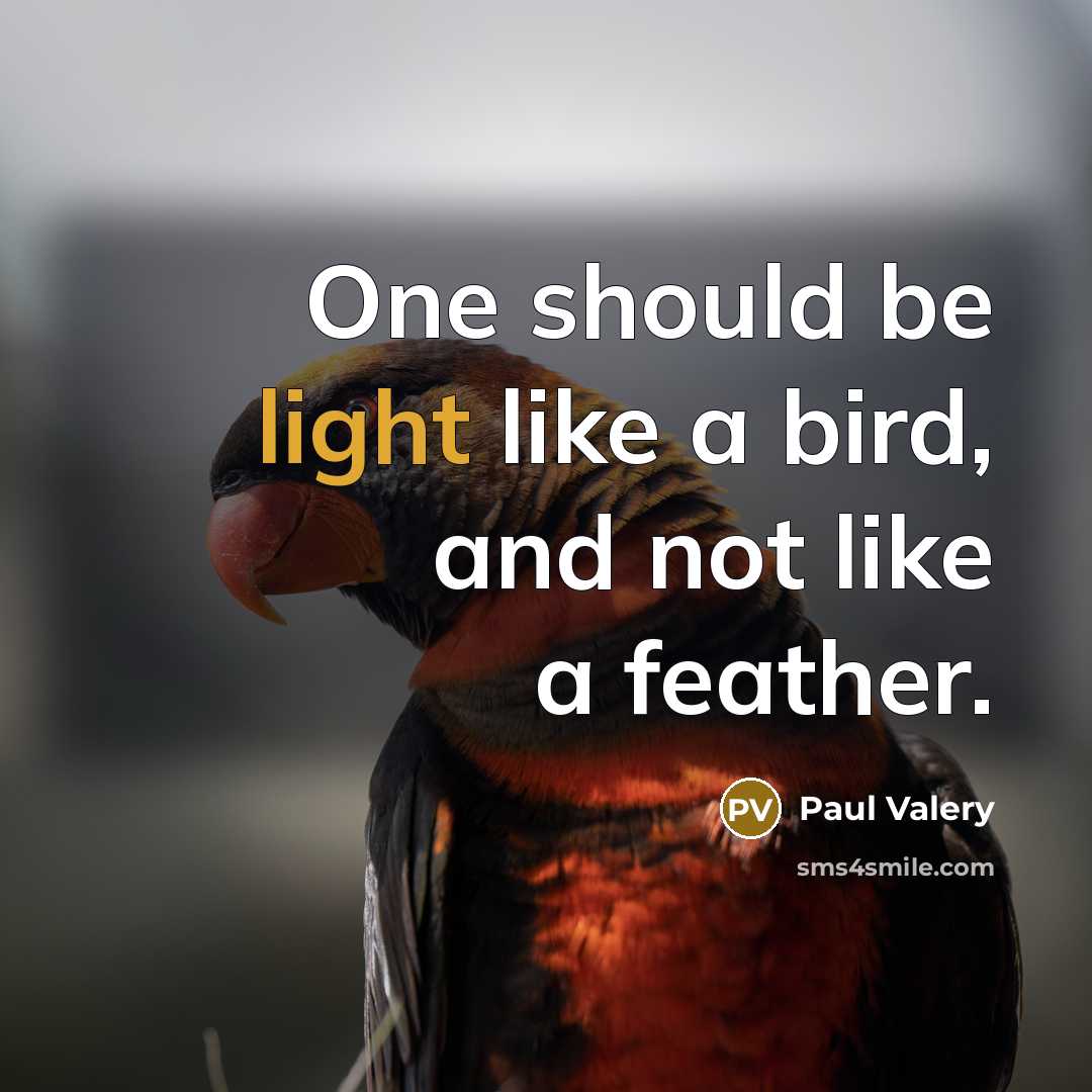 “One should be light like a bird, and not like a feather.” quote by Paul Valery