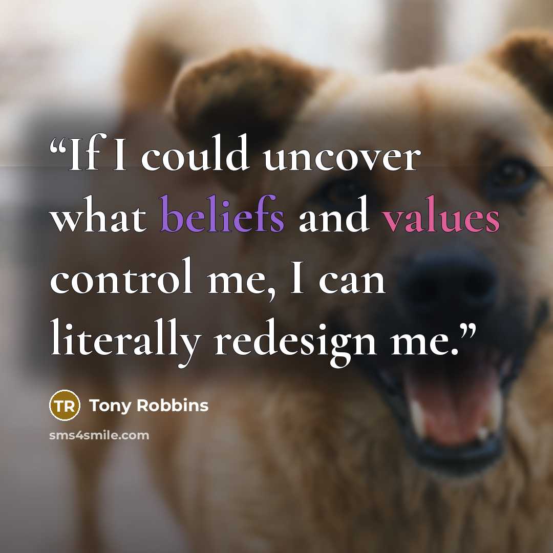 “If I could uncover what beliefs and values control me, I can literally redesign me.” quote by Tony Robbins
