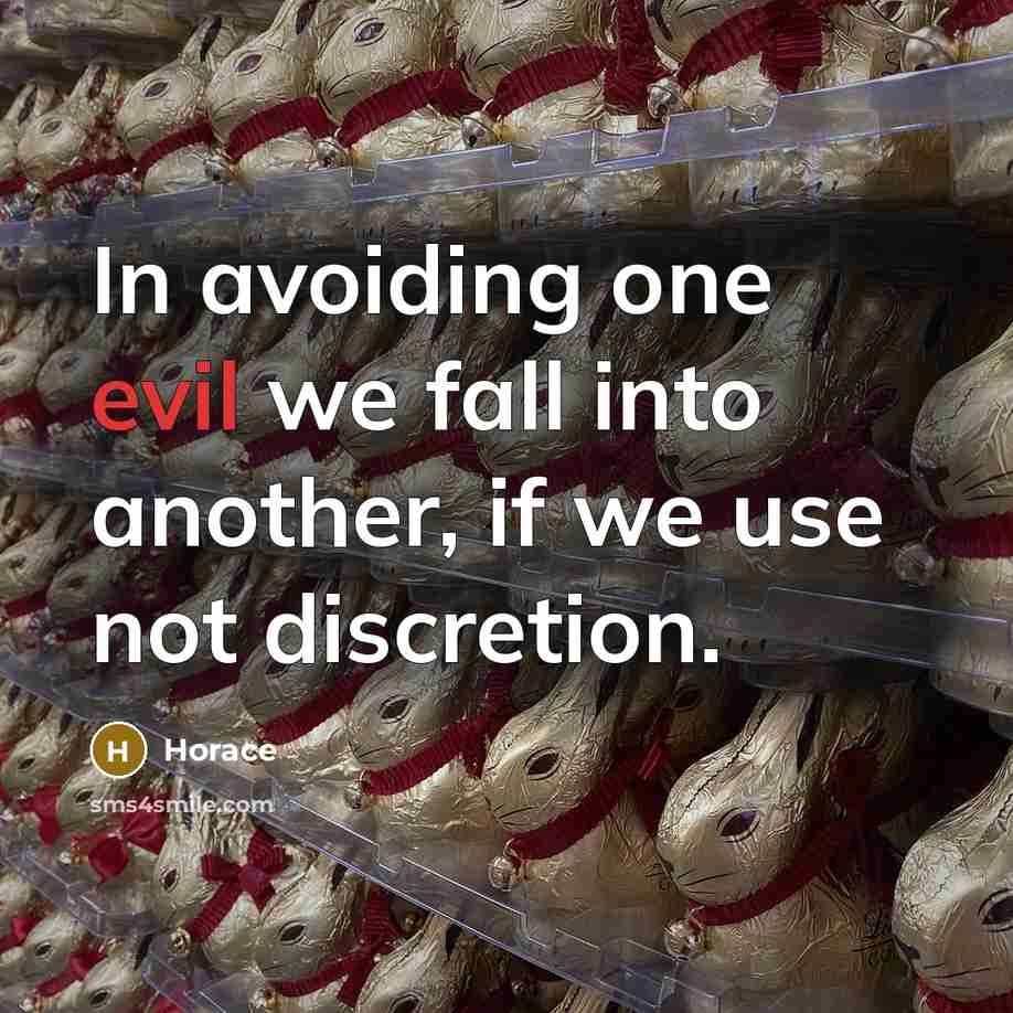 “In avoiding one evil we fall into another, if we use not discretion.” quote by Horace