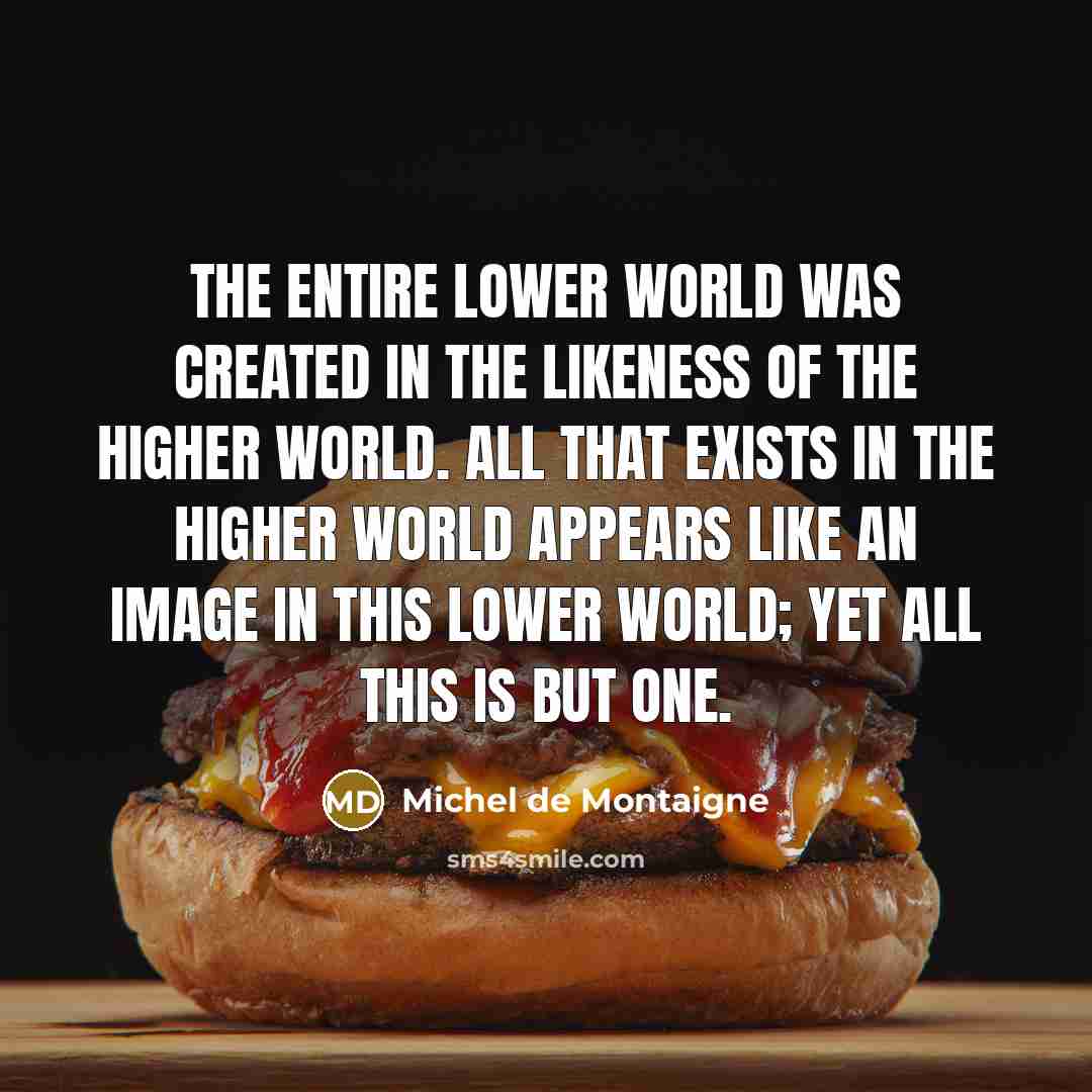 “The entire lower world was created in the likeness of the higher world. All that exists in the higher world appears like an image in this lower world; yet all this is but One.” quote by Michel de Montaigne