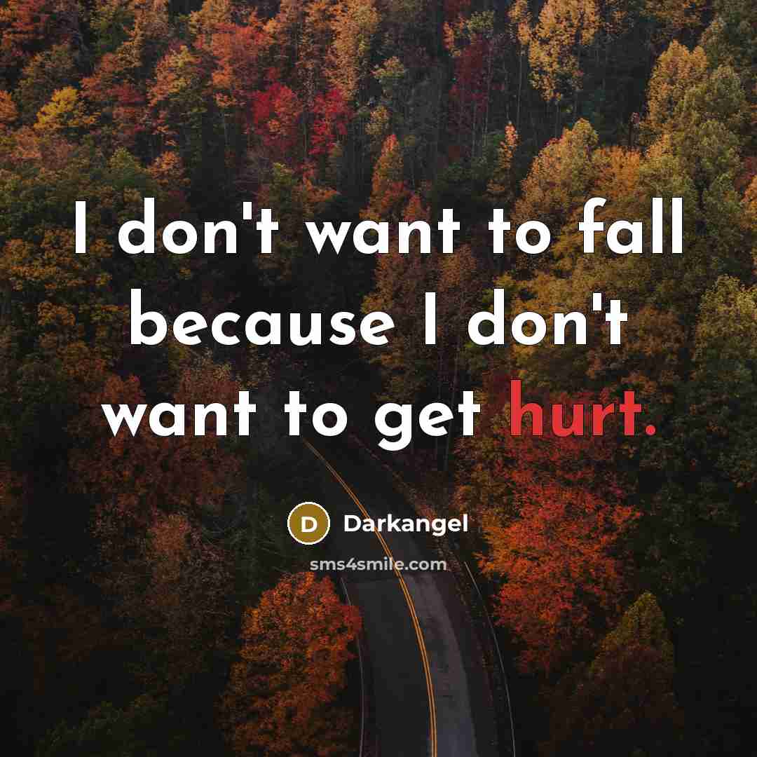 “I don't want to fall because I don't want to get hurt.” quote by Darkangel