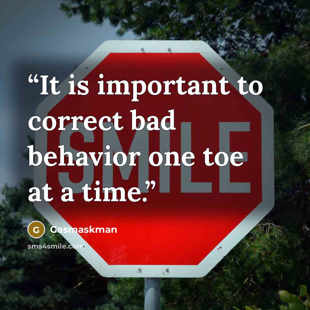 “It is important to correct bad behavior one toe at a time.” quote by Gasmaskman