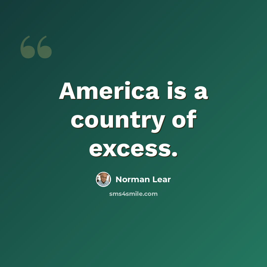 “America is a country of excess.” quote by Norman Lear