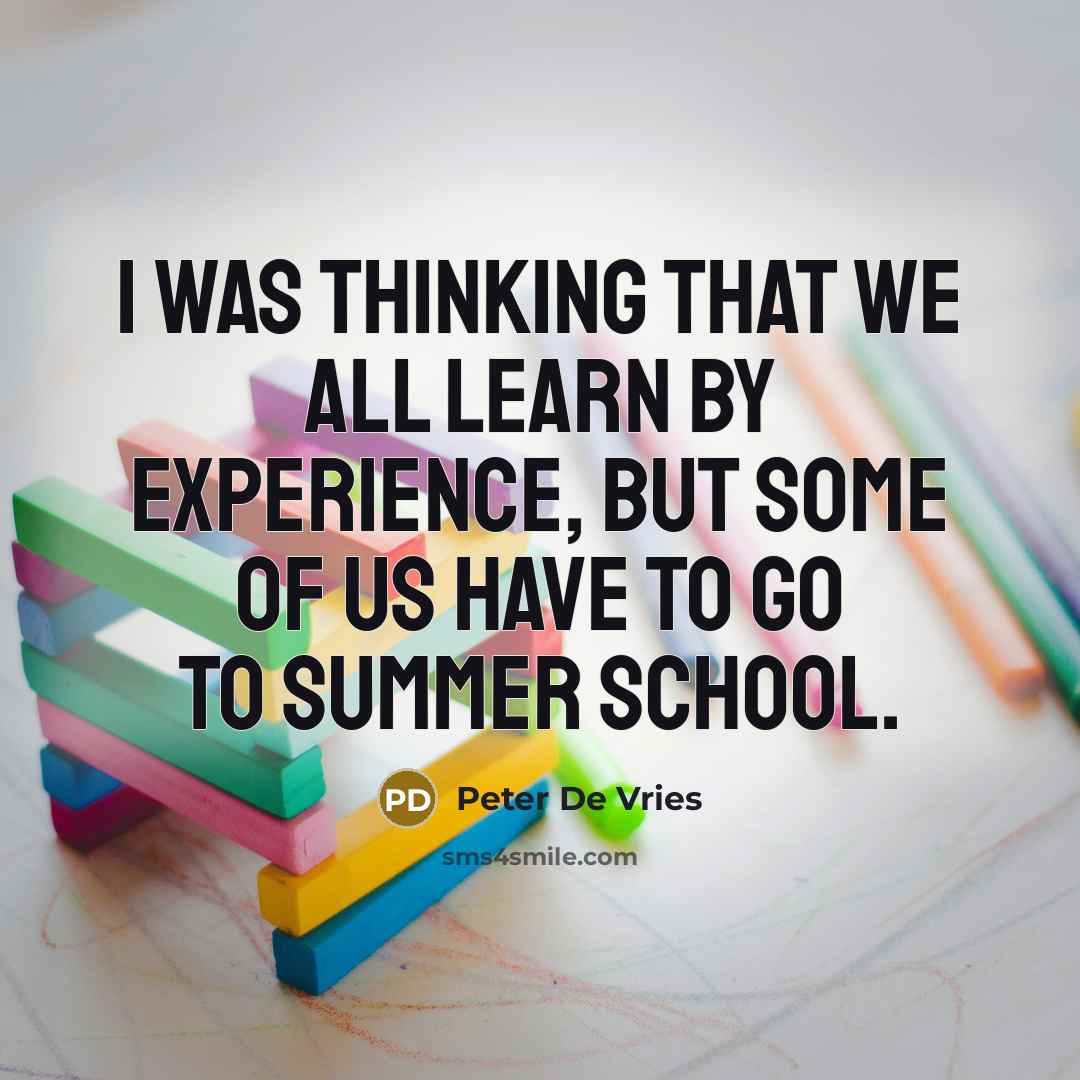 “I was thinking that we all learn by experience, but some of us have to go to summer school.” quote by Peter De Vries