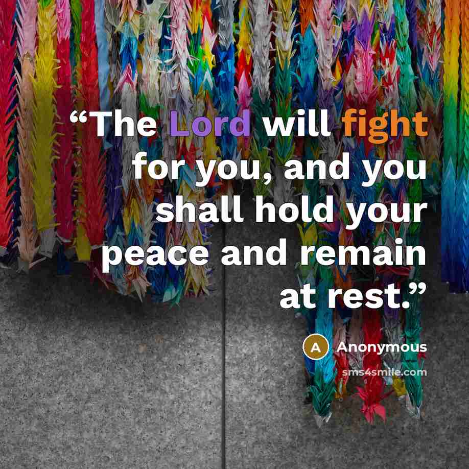 “The Lord will fight for you, and you shall hold your peace and remain at rest.” quote by Anonymous