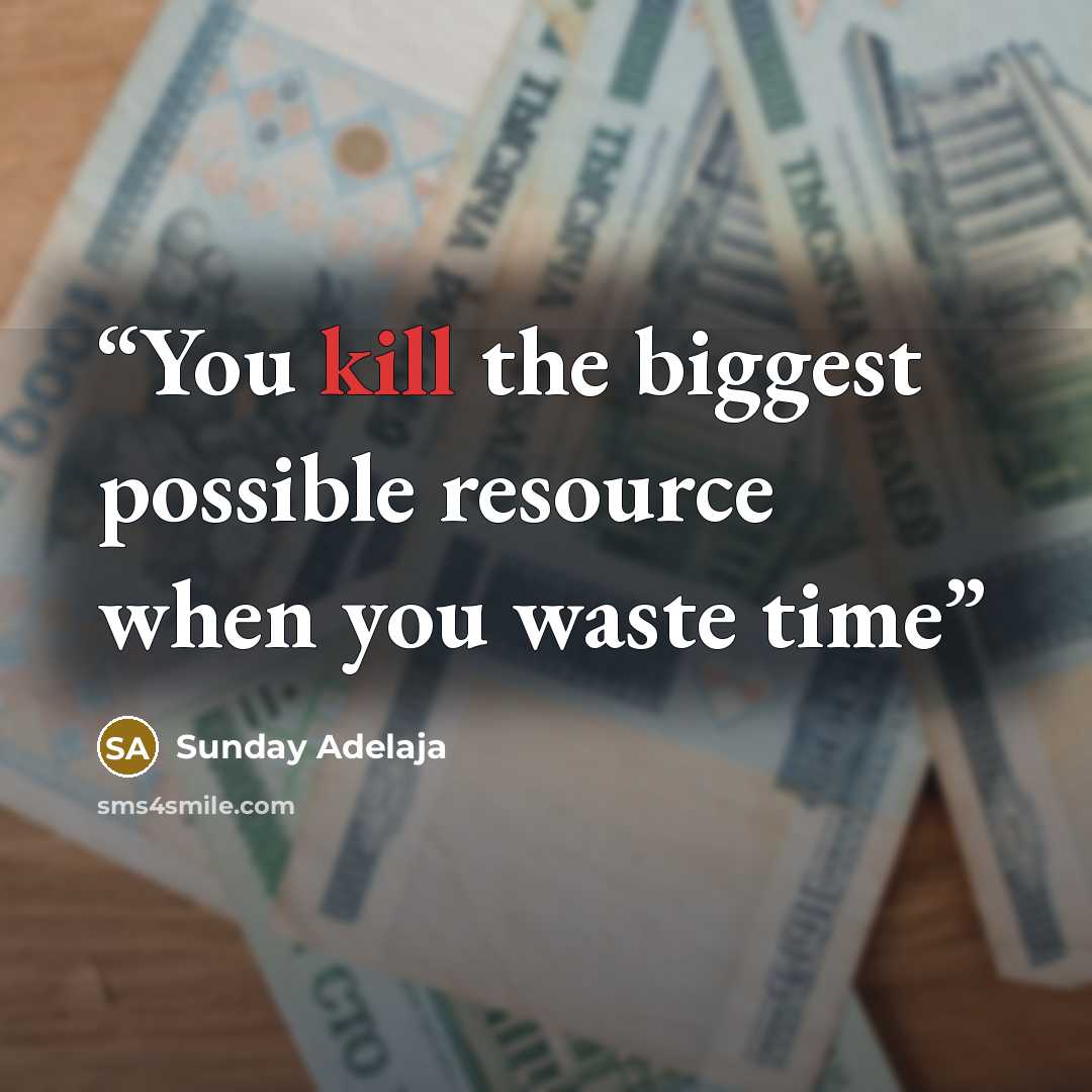 “You kill the biggest possible resource when you waste time” quote by Sunday Adelaja