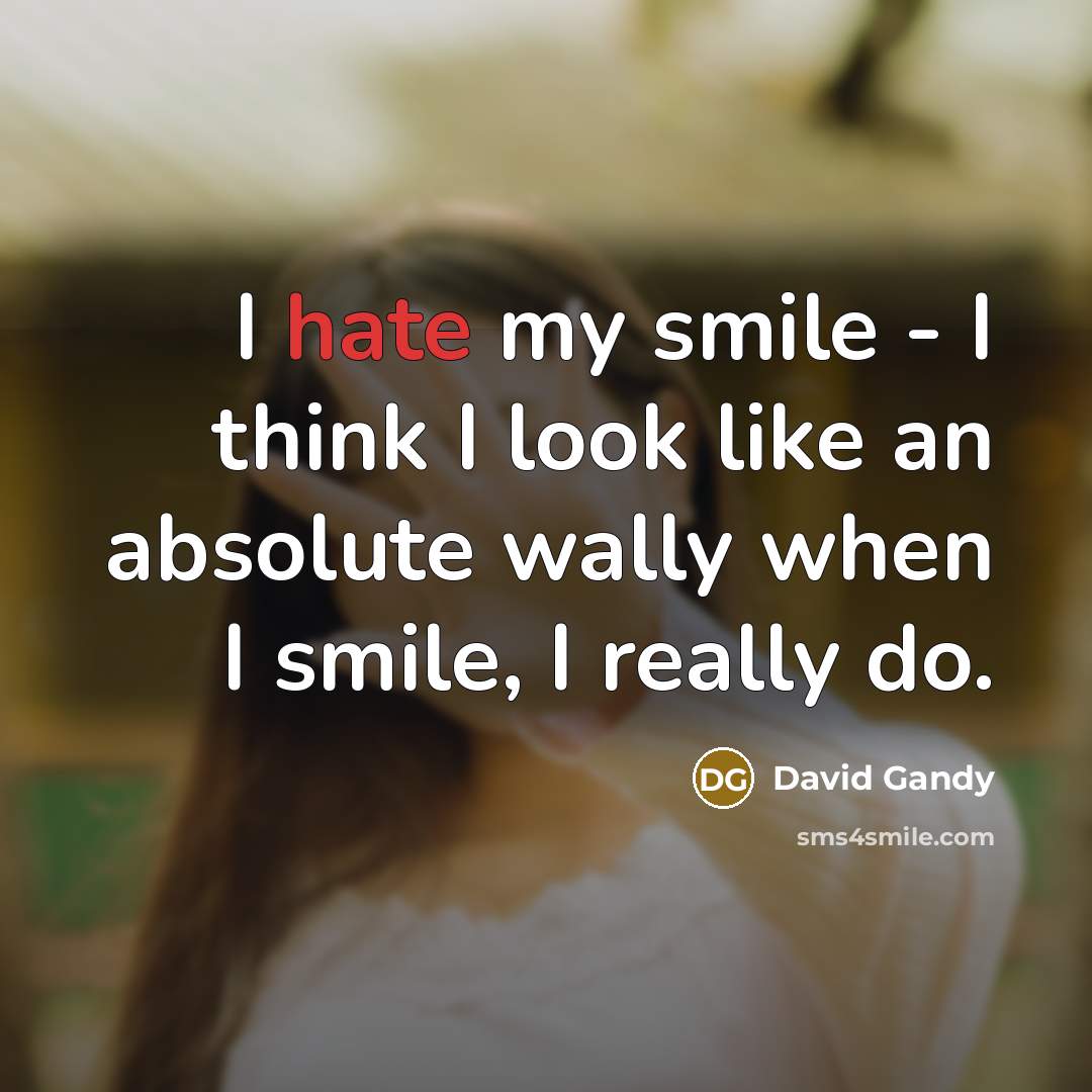 “I hate my smile - I think I look like an absolute wally when I smile, I really do.” quote by David Gandy