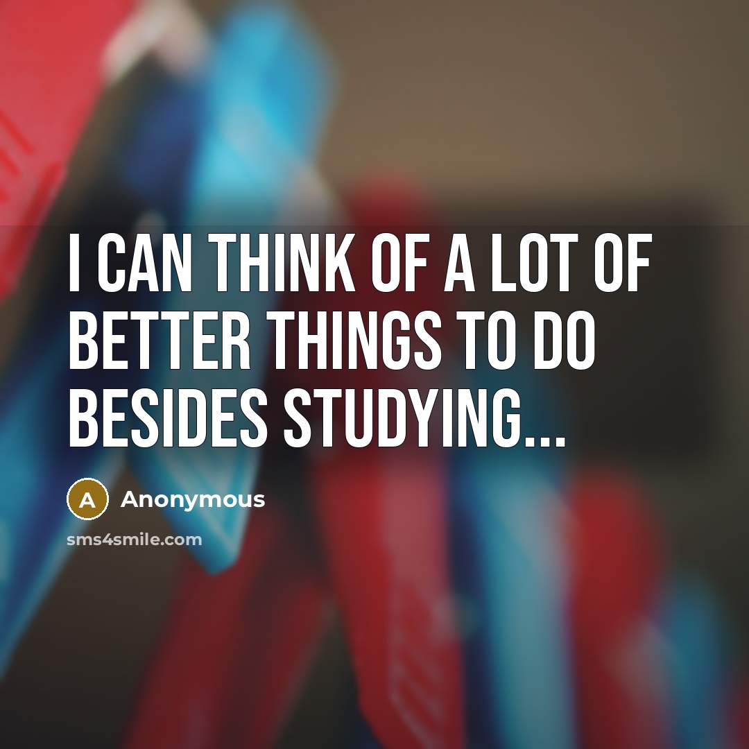 “I can think of a lot of better things to do besides studying...” quote by Anonymous