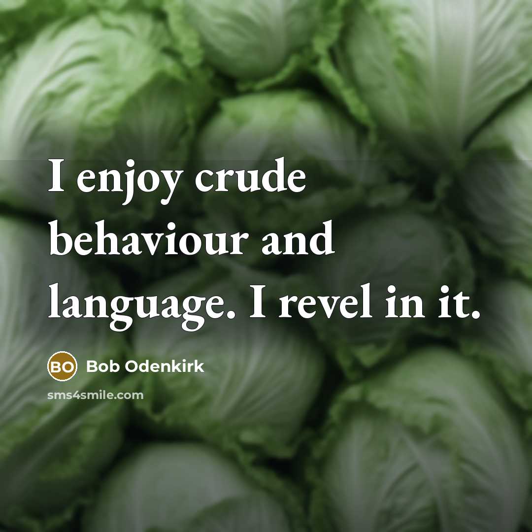 “I enjoy crude behaviour and language. I revel in it.” quote by Bob Odenkirk