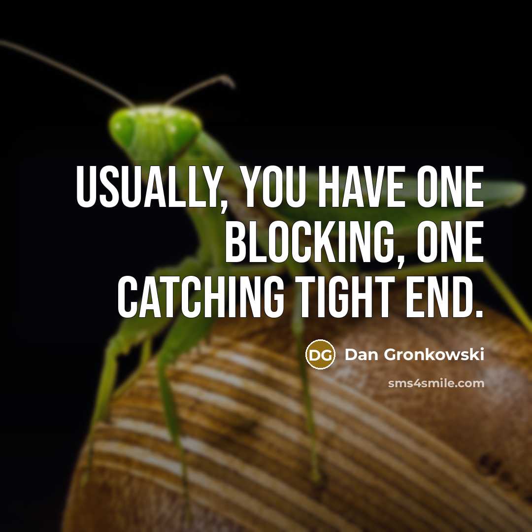 “Usually, you have one blocking, one catching tight end.” quote by Dan Gronkowski