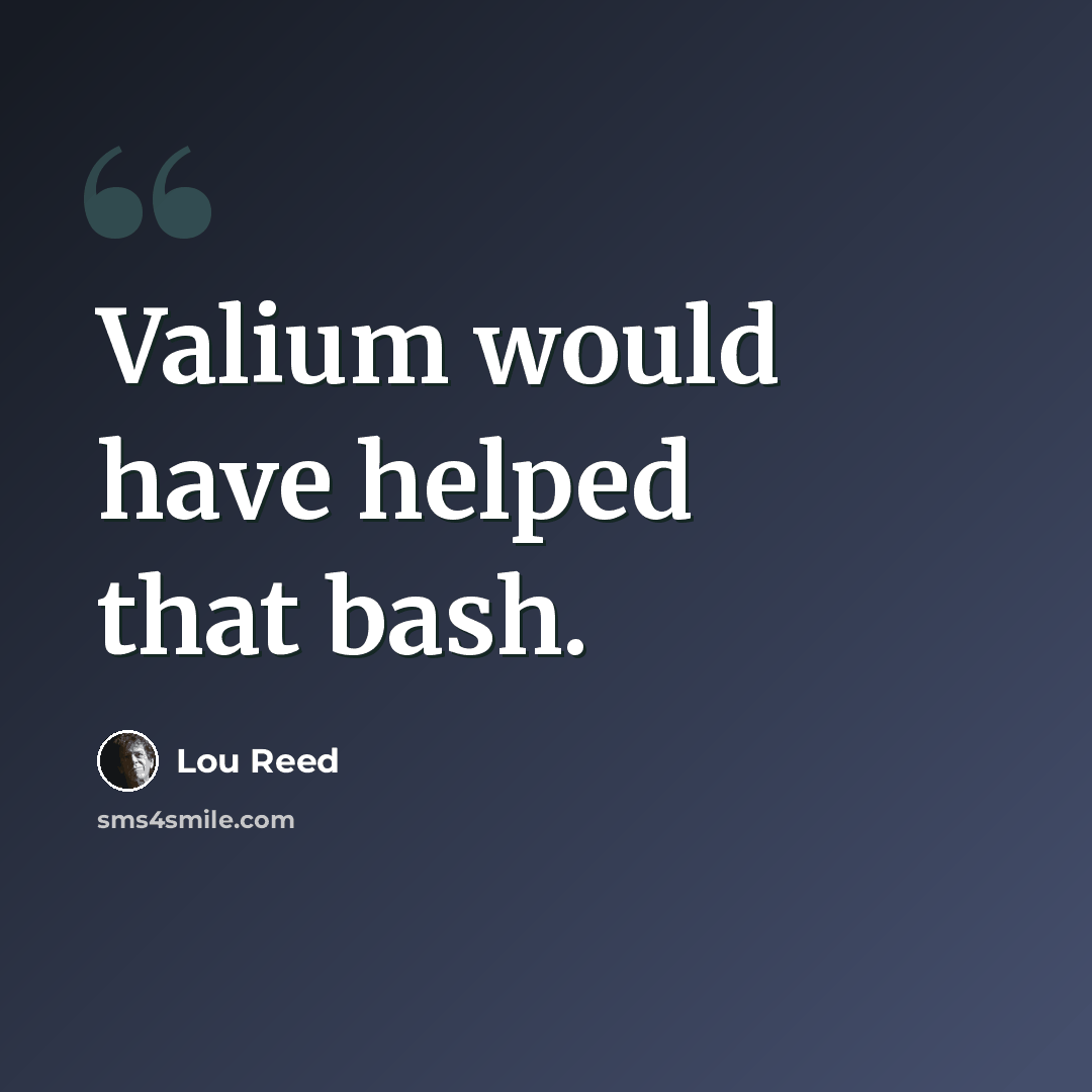“Valium would have helped that bash.” quote by Lou Reed