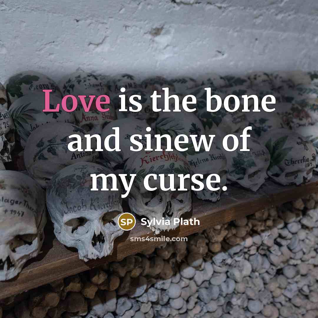 “Love is the bone and sinew of my curse.” quote by Sylvia Plath