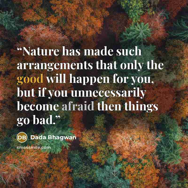 “Nature has made such arrangements that only the good will happen for you, but if you unnecessarily become afraid then things go bad.” quote by Dada Bhagwan