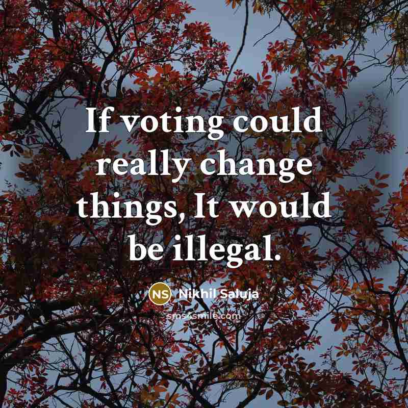 “If voting could really change things, It would be illegal.” quote by Nikhil Saluja