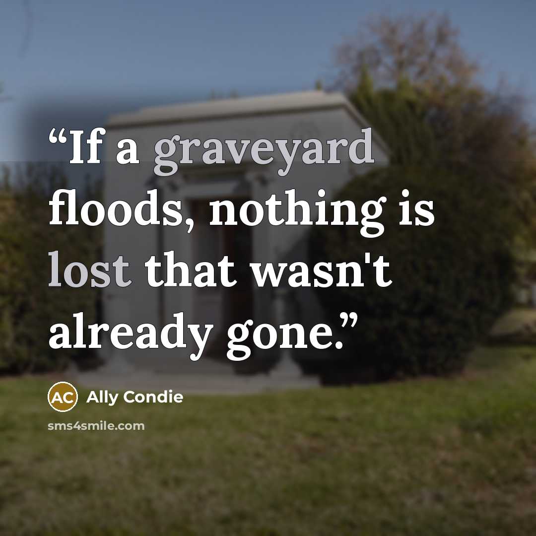 “If a graveyard floods, nothing is lost that wasn't already gone.” quote by Ally Condie