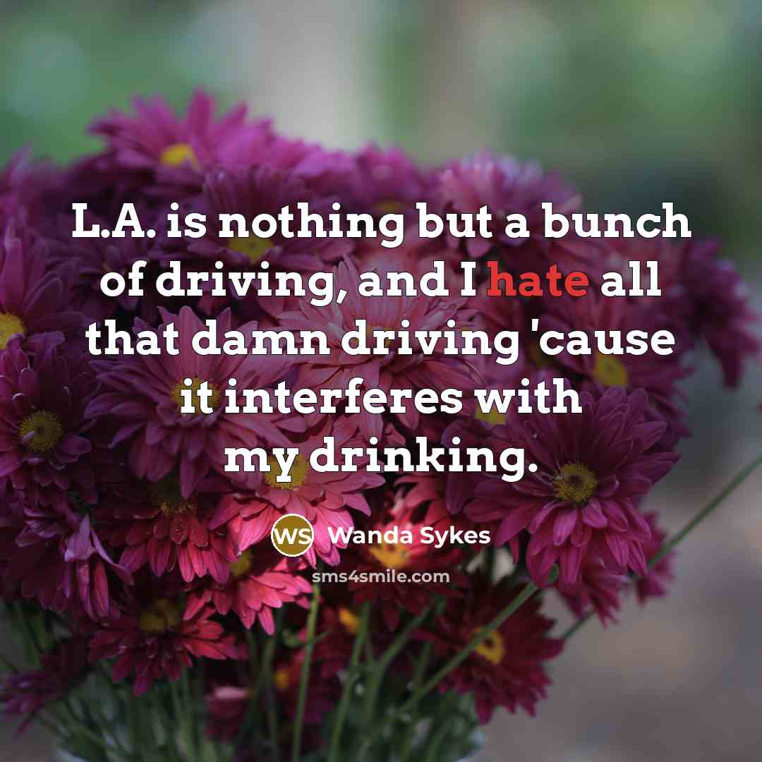 “L.A. is nothing but a bunch of driving, and I hate all that damn driving 'cause it interferes with my drinking.” quote by Wanda Sykes