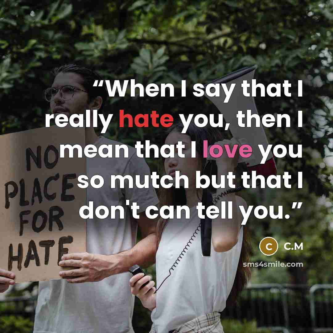 “When I say that I really hate you, then I mean that I love you so mutch but that I don't can tell you.” quote by C.M