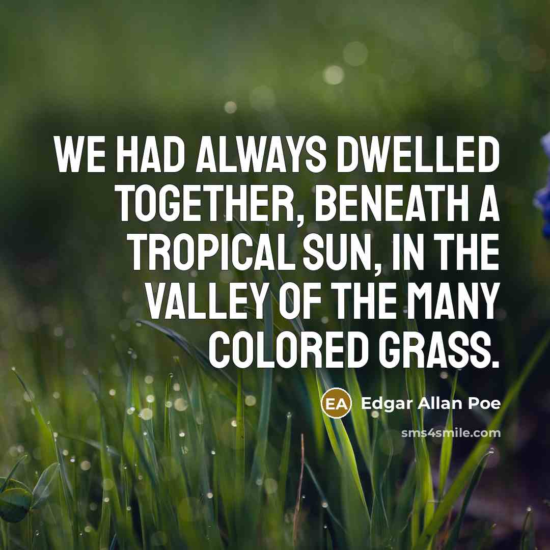 “We had always dwelled together, beneath a tropical sun, in the Valley of the Many Colored Grass.” quote by Edgar Allan Poe