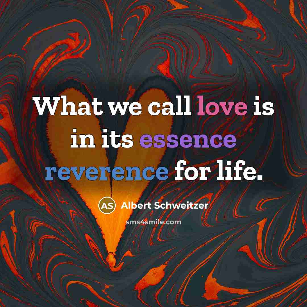“What we call love is in its essence reverence for life.” quote by Albert Schweitzer