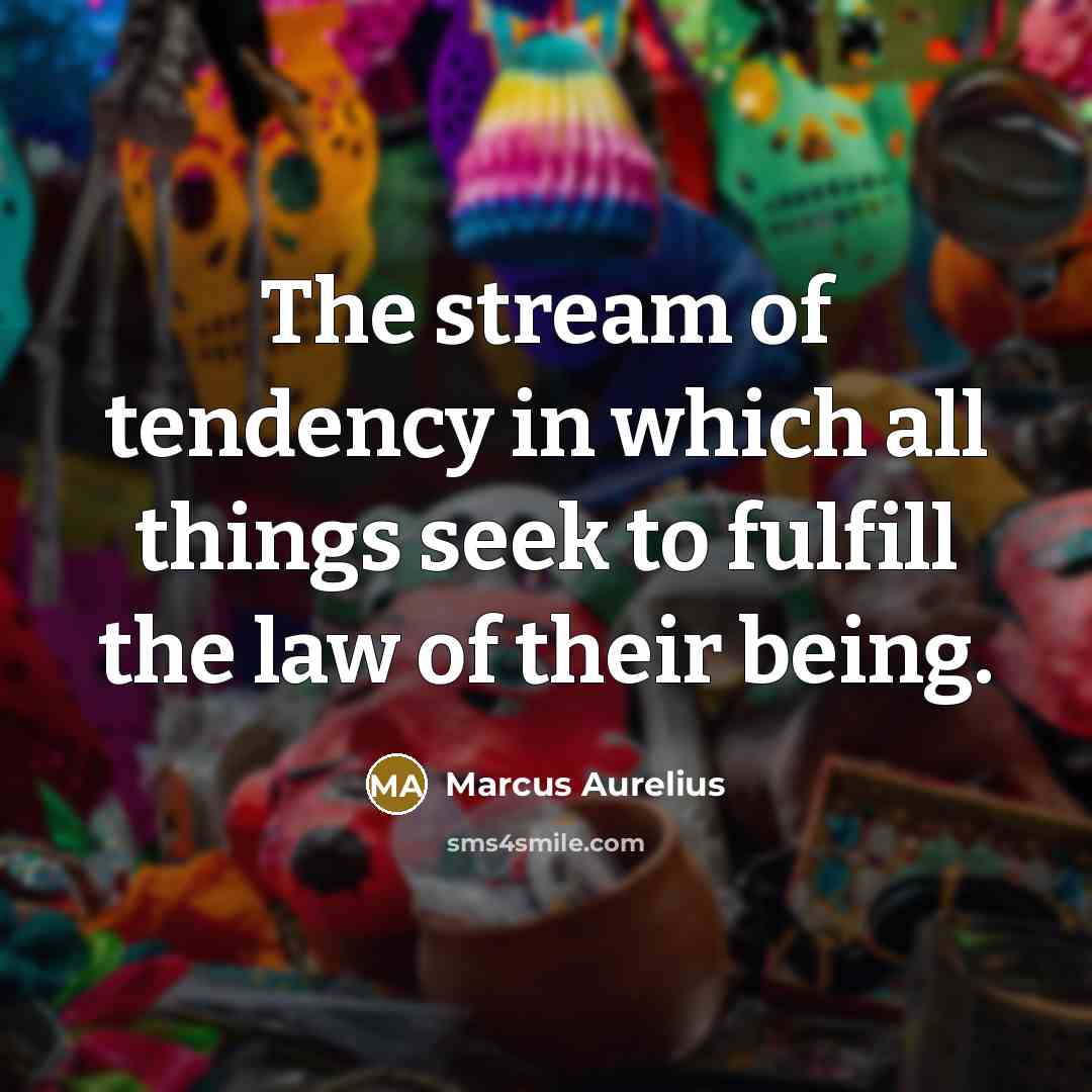 “The stream of tendency in which all things seek to fulfill the law of their being.” quote by Marcus Aurelius