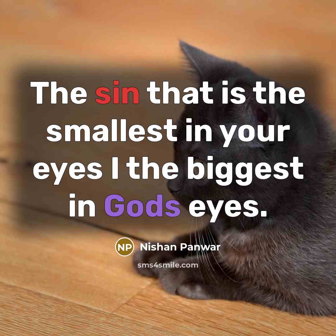 “The sin that is the smallest in your eyes I the biggest in Gods eyes.” quote by Nishan Panwar