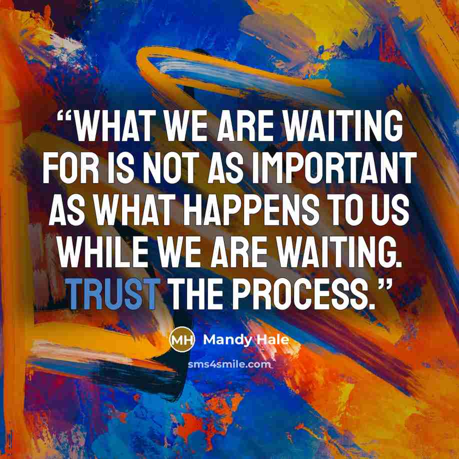 “What we are waiting for is not as important as what happens to us while we are waiting. Trust the process.” quote by Mandy Hale