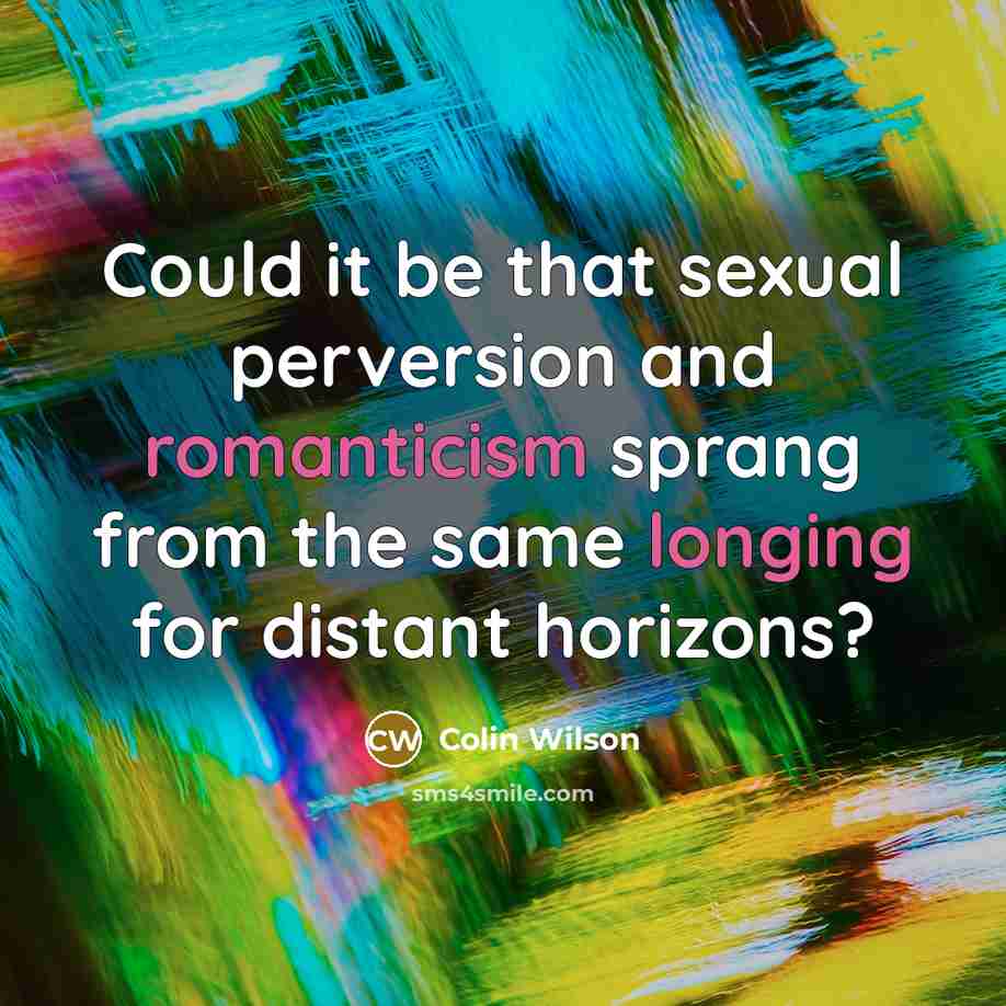 “Could it be that sexual perversion and romanticism sprang from the same longing for distant horizons?” quote by Colin Wilson