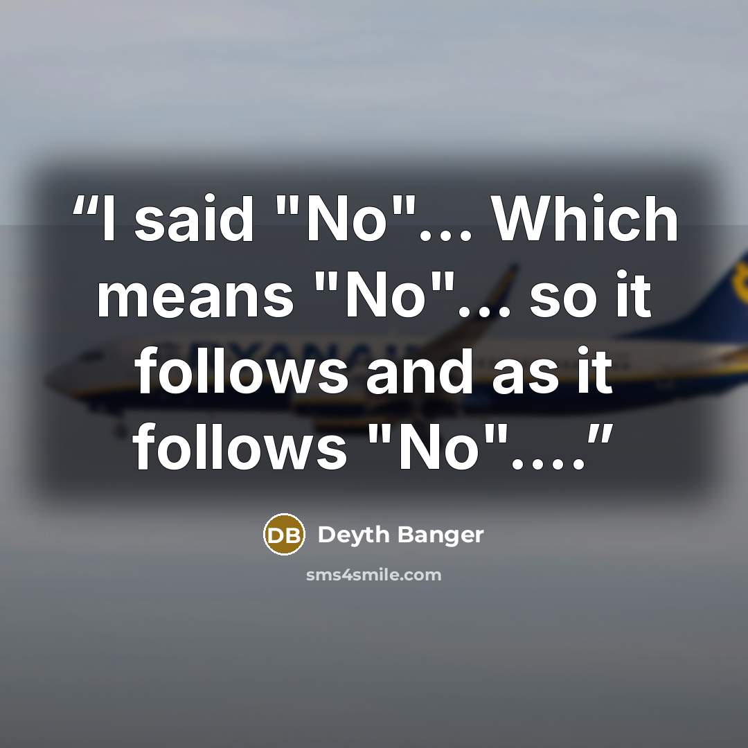“I said "No"… Which means "No"… so it follows and as it follows "No"….” quote by Deyth Banger
