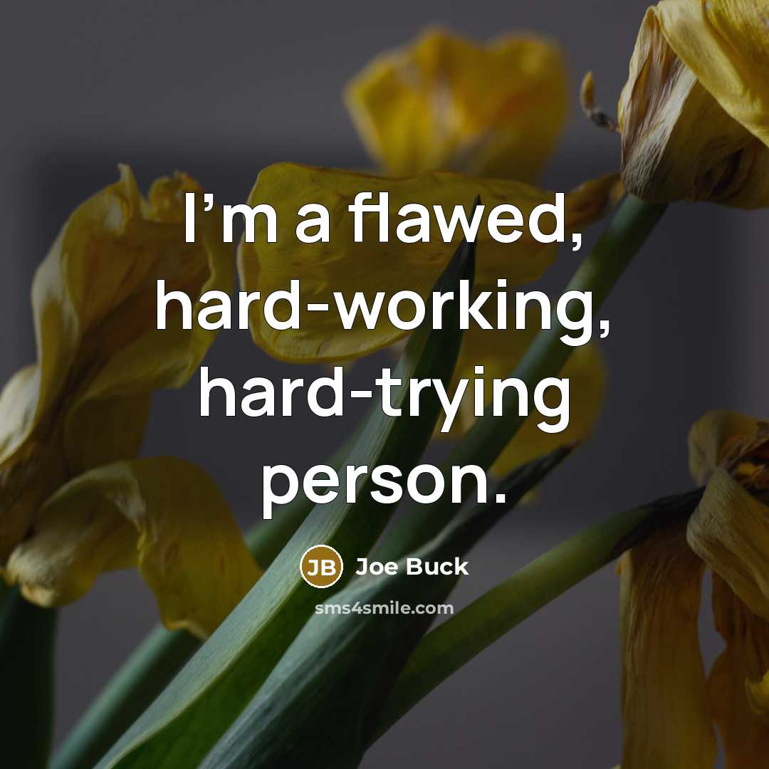 “I'm a flawed, hard-working, hard-trying person.” quote by Joe Buck