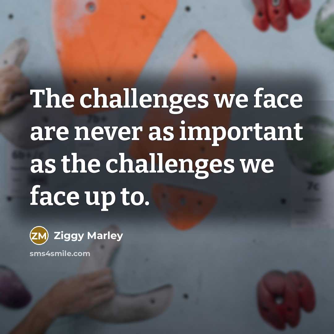 “The challenges we face are never as important as the challenges we face up to.” quote by Ziggy Marley