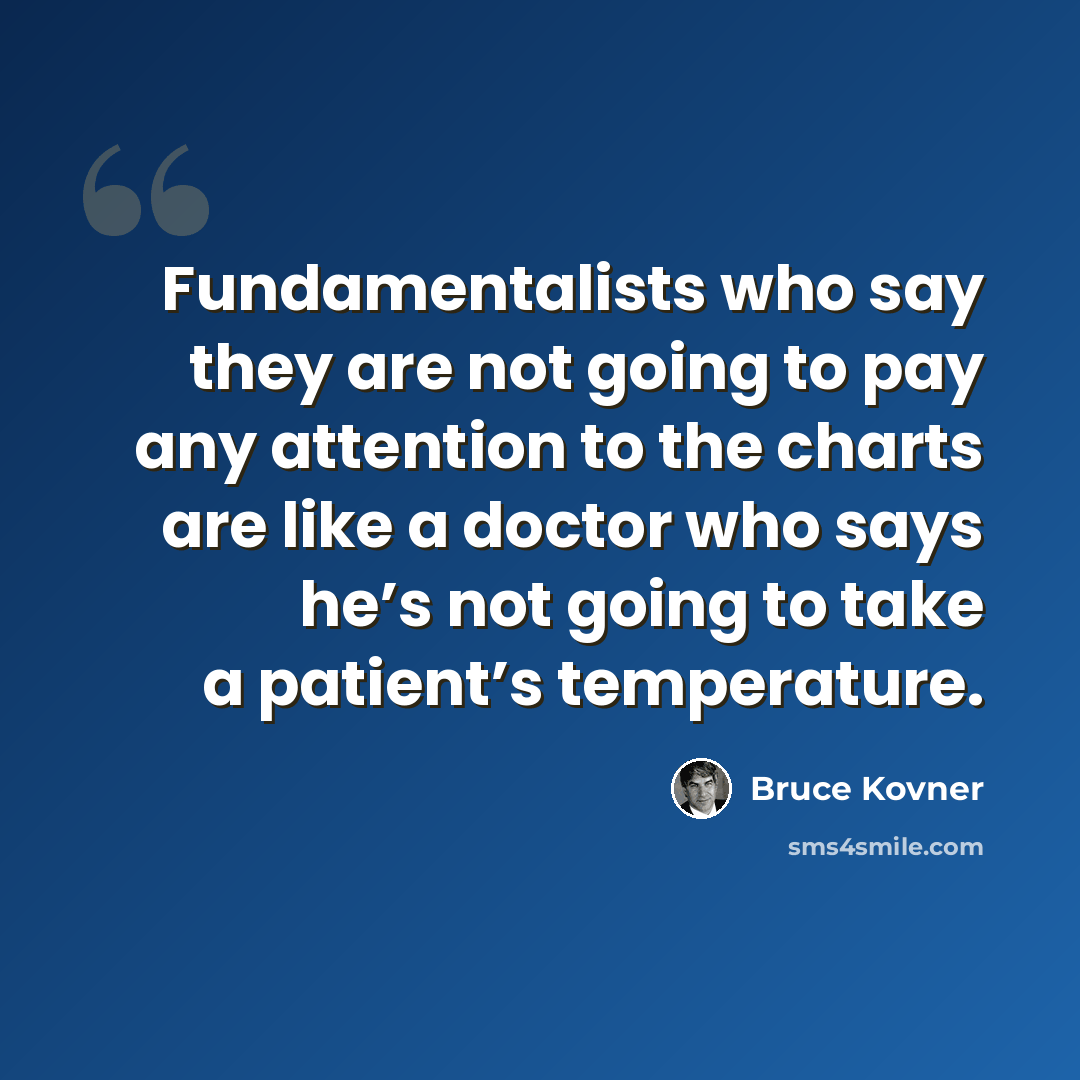 “Fundamentalists who say they are not going to pay any attention to the charts are like a doctor who says he’s not going to take a patient’s temperature.” quote by Bruce Kovner