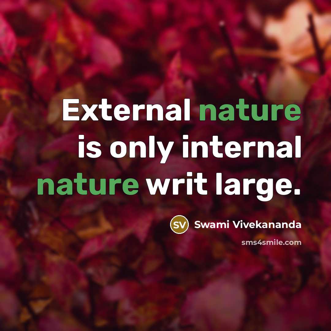 “External nature is only internal nature writ large.” quote by Swami Vivekananda