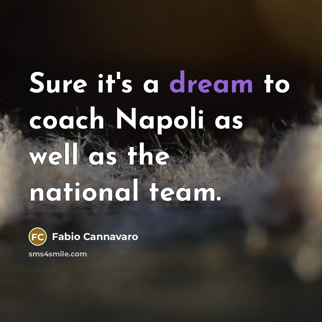 “Sure it's a dream to coach Napoli as well as the national team.” quote by Fabio Cannavaro