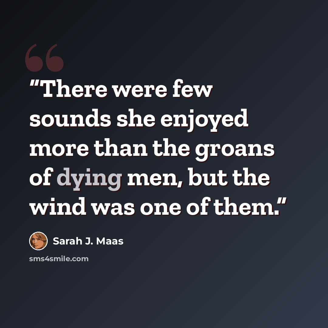 “There were few sounds she enjoyed more than the groans of dying men, but the wind was one of them.” quote by Sarah J. Maas