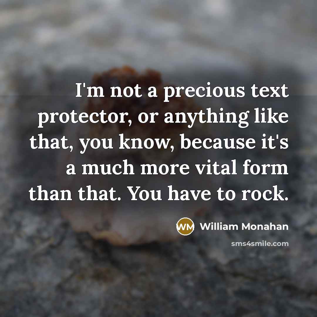 “I'm not a precious text protector, or anything like that, you know, because it's a much more vital form than that. You have to rock.” quote by William Monahan