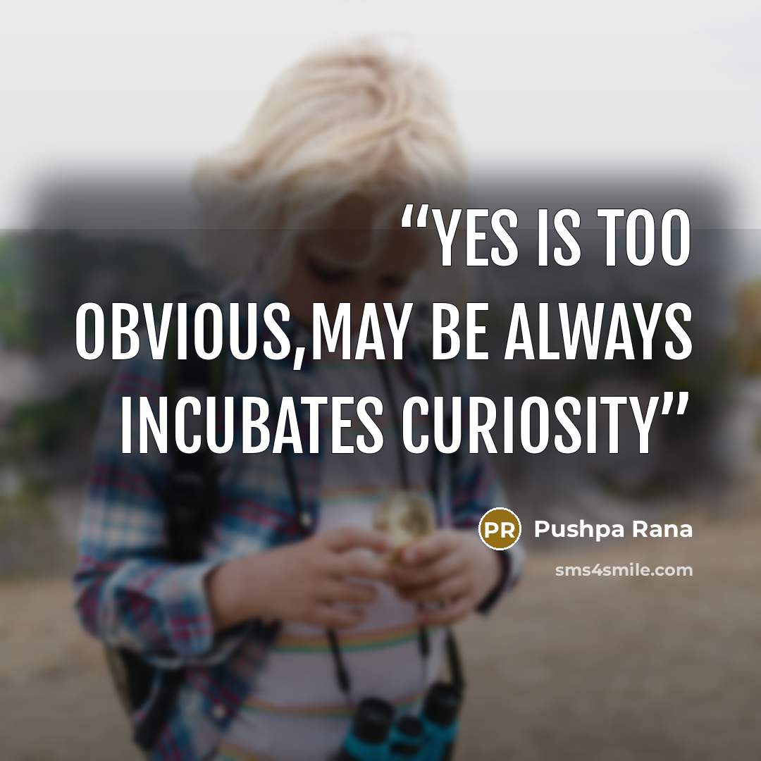 “Yes is too obvious,may be always incubates curiosity” quote by Pushpa Rana