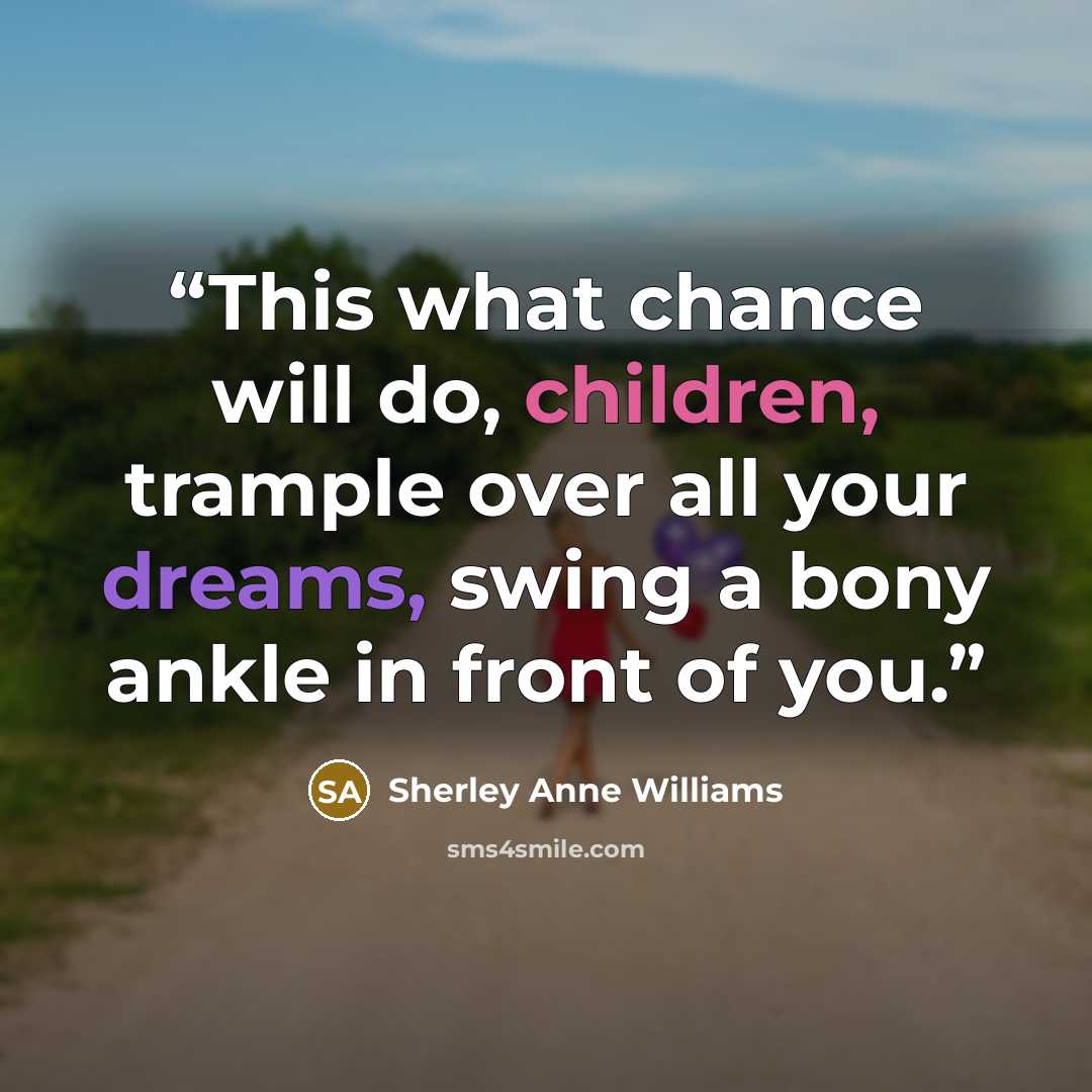 “This what chance will do, children, trample over all your dreams, swing a bony ankle in front of you.” quote by Sherley Anne Williams