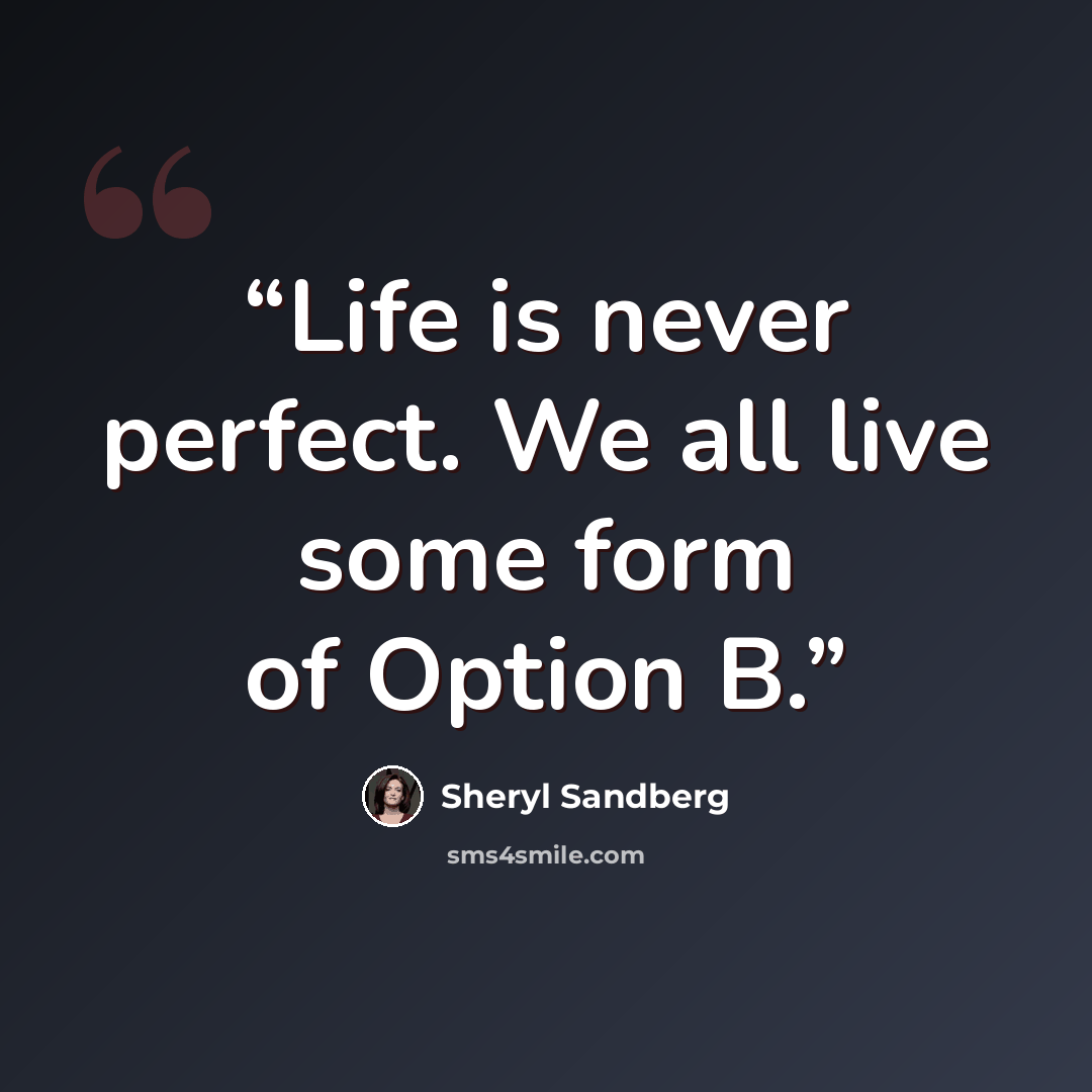 “Life is never perfect. We all live some form of Option B.” quote by Sheryl Sandberg